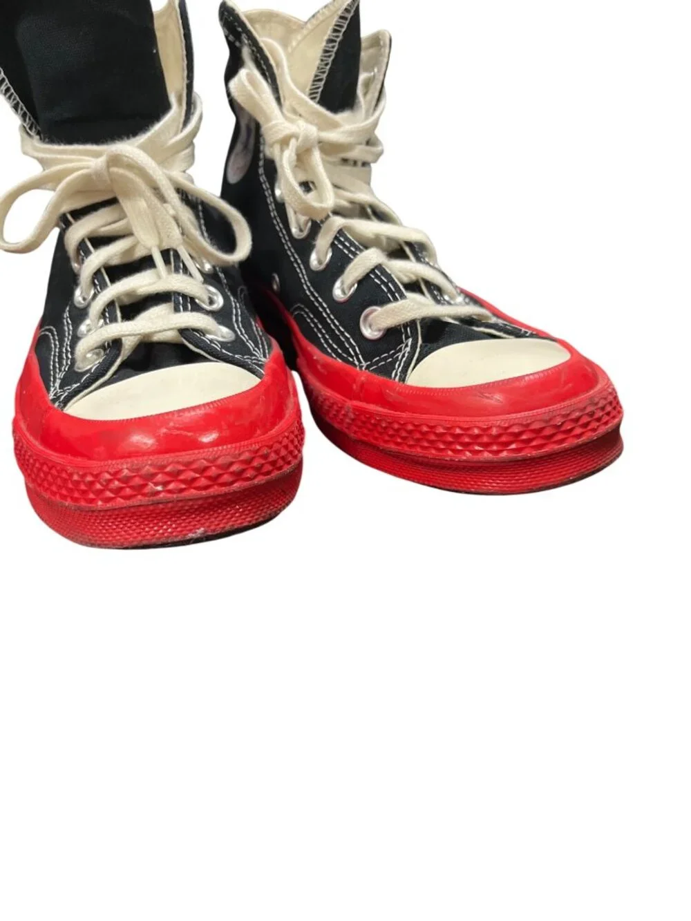 Converse Comme Garcons play Chuck high black red sneakers sz 7mns9wms SKU 10-603